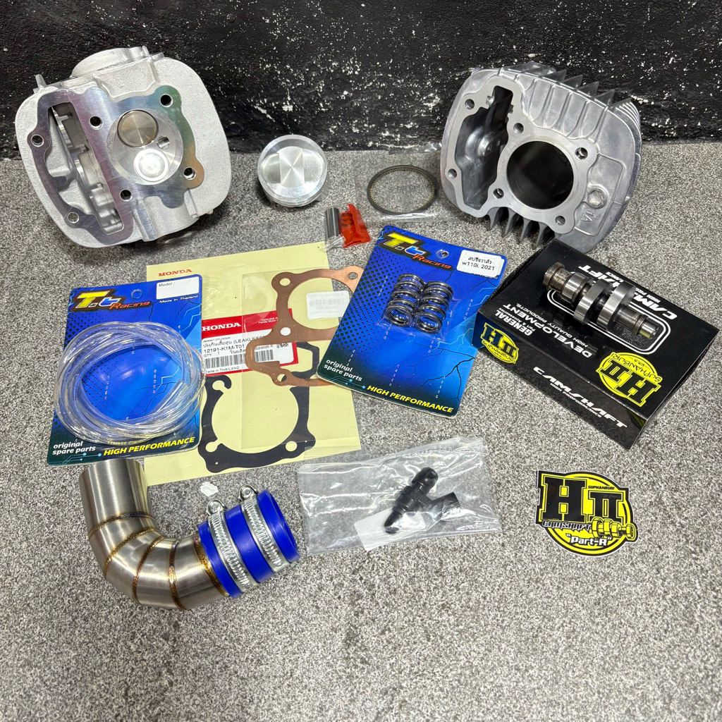 เสื้อสูบ/ฝาสูบ เวฟ110i 2021ลูกหัวนูน+ชุดปะเก็น+แคมเฮง+สปริงวาล์ว+สาย/กรอง+หัวฉีดขนาดลูก50/53/54/56/5