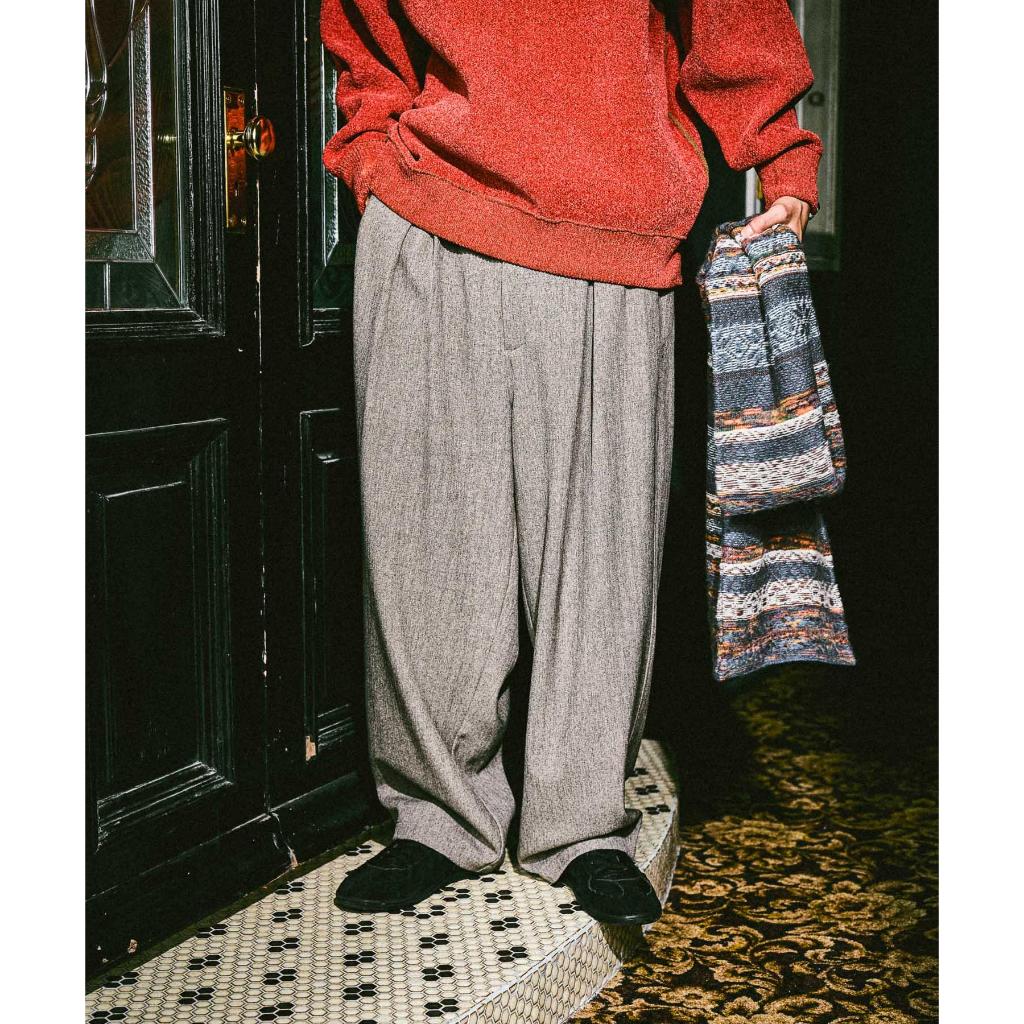 niko and ... กางเกงดีไซน์พับจีบ ทรงสวย เรียบหรู Herringbone wide pants