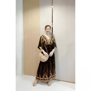 เดรส เดรสโบฮีเมี่ยน เดรสกิโมโน สาวอวบ ใส่ได้ไซด์xxl ทรง อก32-46 เอว 45 ยาว 47 นิ้ว สม็อคหน้าหลัง ผ้าสปันใส่เย็น จากไทย