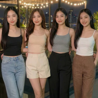 🍒 Ninamee เสื้อสายเดี่ยวครึ่งตัว เสริมบราในตัว ปรับสายได้ มีฟองน้ำ ผ้านุ่มยืดเย็น อก 26–38 นิ้ว ใส่สบาย ทรงสวย #NN02