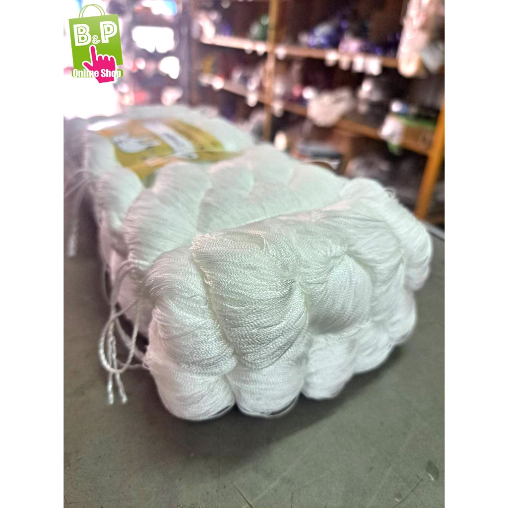 ด้ายไนล่อน ด้ายไนล่อนสีขาว(เส้นด้ายผิวมัน) 1มัด (1กิโล) Nylon Thread, White Nylon Thread (Glossy Yarn), 1 Bundle (1 Kilo