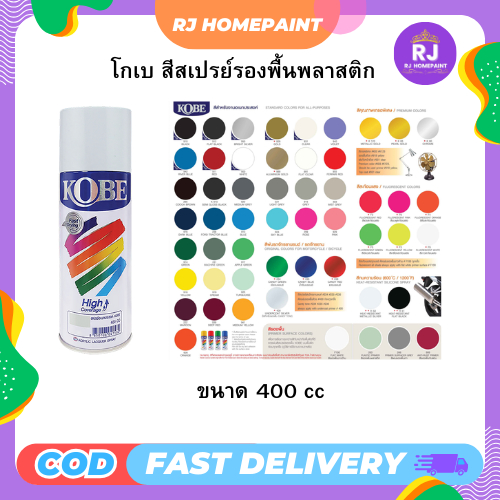 KOBE สีสเปรย์โกเบอเนกประสงค์ สีสวยสด ทนทาน สีพ่นรถยนต์ Fast Drying