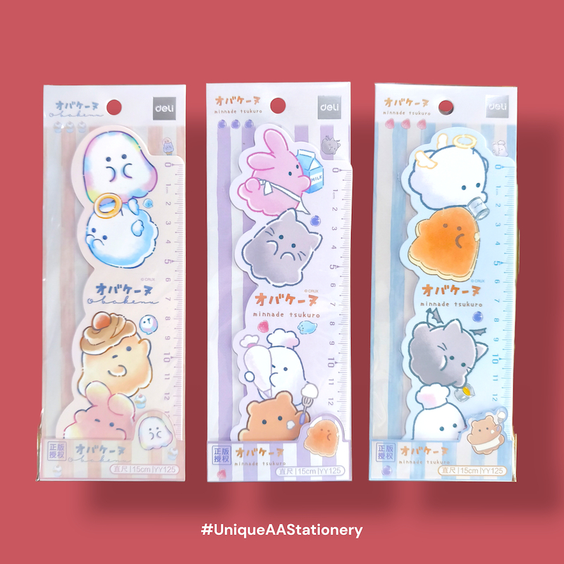 Deli x Obakenu ไม้บรรทัดพลาสติก 15 ซม. YY125 ลายคาแรคเตอร์ผีน้อยน่ารักของญี่ปุ่น (ราคาต่อ 1 ชิ้น)