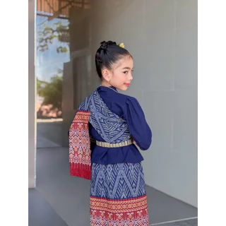 ชุดพื้นเมือง เด็กภาคอีสาน งาน 3 ชิ้น เสื้อ ผ้าถุง สะไบ ผ้าผ้าฝ้าย พิมพ์ลาย ใส่แล้วไม่ร้อน