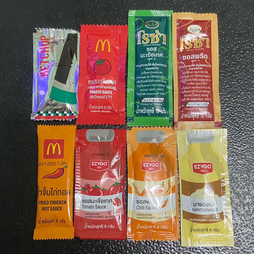 ซอสมะเขือเทศ Pizza McDonald's 7-11 โรซ่า ซอลพริก น้ำจิ้มไก่ทอด มายองเนส ซอง ซอล MC แมค แมคโดนัลด์