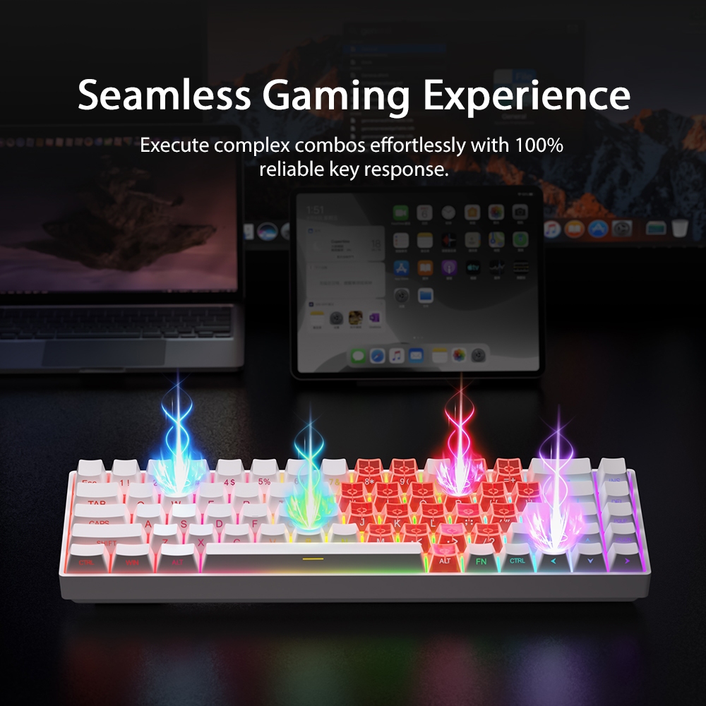 FURYCUBE TK68 คีย์บอร์ดเชิงกล HOTSWAP-5 pin คีย์บอร์ดเกมมิ่ง RGB แบบมีสาย คีย์บอร์ดภาษาไทย - รูปที่ 4