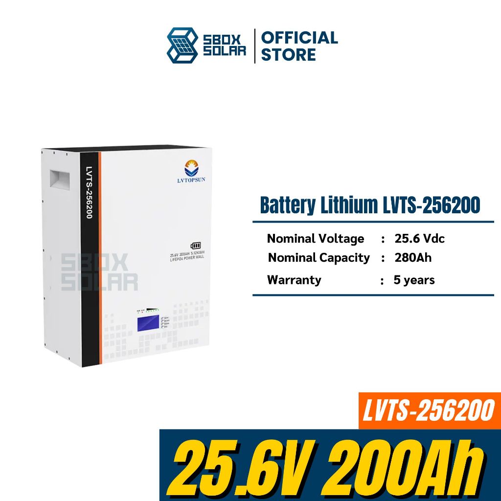 Battery Lithium 25.6v 200ah ยี่ห้อ LV Topsun รับประกันศูนย์ไทย 5 ปี