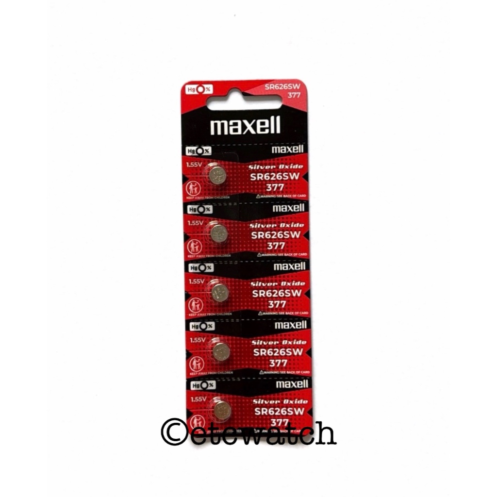 พร้อมส่ง > ถ่านกระดุม Maxell SR626SW / 377 / AG4 1แผง 5ก้อน