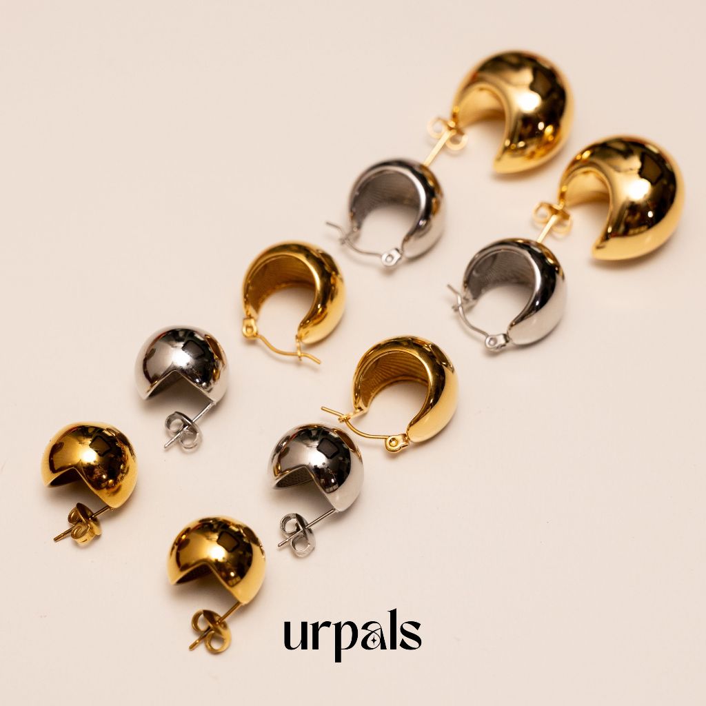 URPALS ต่างหูสายฝอ ต่างหูห่วง Stainless ชุบทอง 18K ขนาด 1.8 cm แพ้ง่ายใส่ได้