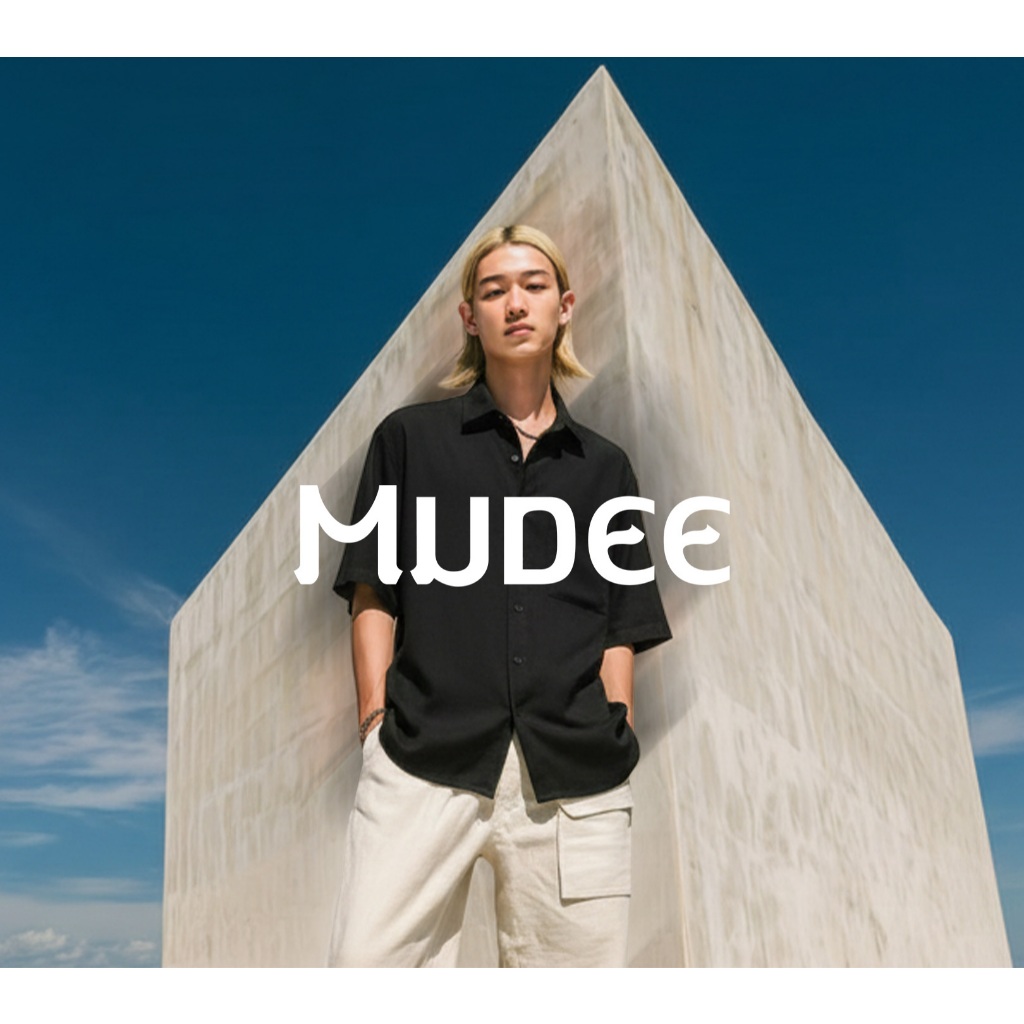 MUDEE เสื้อเชิ๊ต ผ้าลินิน สีดำ Linen Shirt