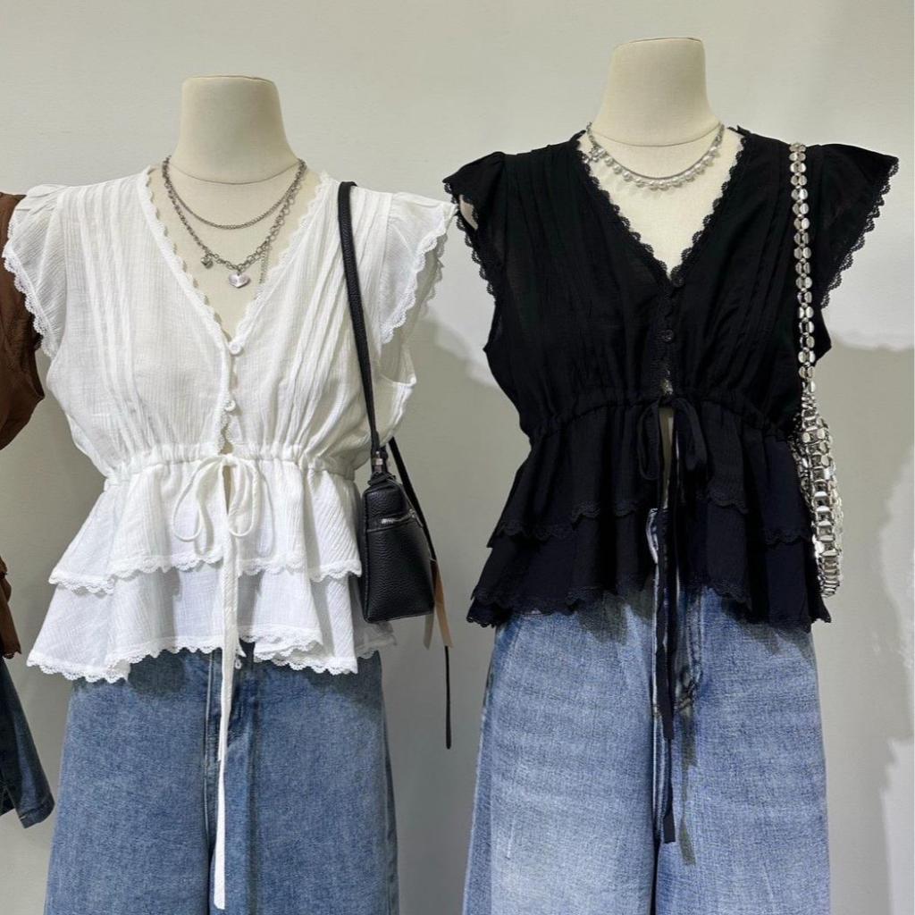 เสื้อกล้ามดีเทลผูกโบว์หน้าสามชั้น แต่งขอบลูกไม้ผ้าไม่บางมีซับให้ใส่แล้วจึ้งแน่นอนค่าา - รูปที่ 7