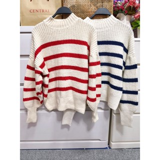 Old navy เสื้อสเวตเตอร์ไหมพรม ลายขวาง น้ำเงิน,แดง