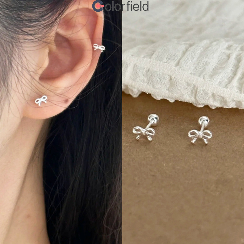 Colorfield ต่างหูประดับโบว์ ขนาดเล็ก สวยหรู ไม่ทําให้แพ้ง่าย แฟชั่นสําหรับผู้หญิง เครื่องประดับ-COD💖