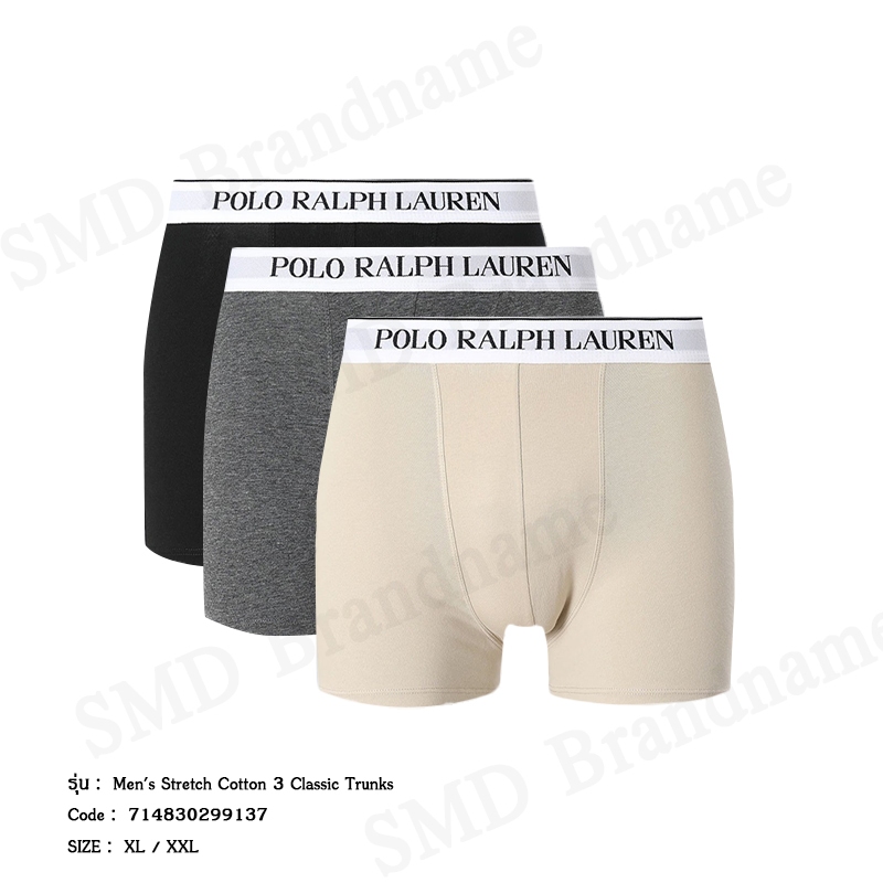Polo Ralph Lauren กางเกงชั้นในผู้ชาย รุ่น Men's Stretch Cotton 3 Classic Trunks Code: 714830299137