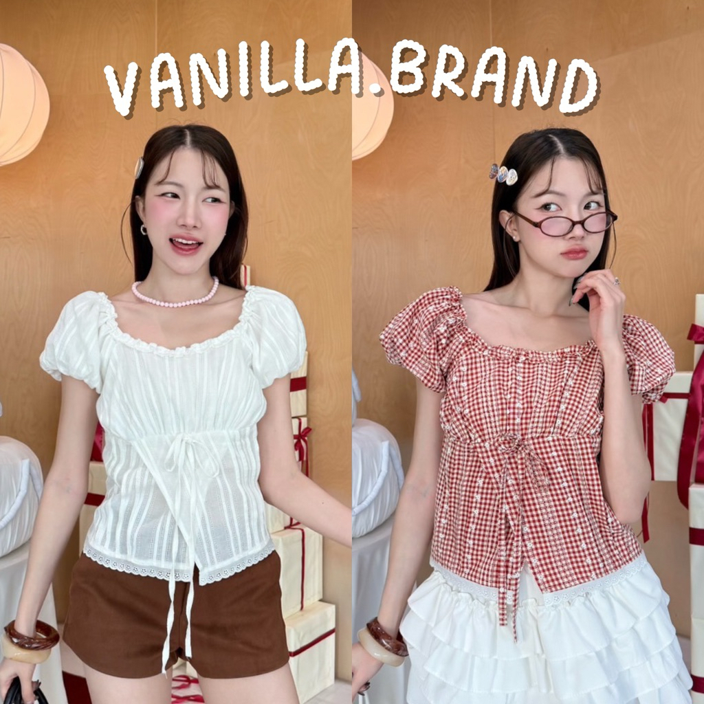 เสื้อแขนพองผ่าหน้า ใส่เป็นปาดไหล่ได้ -ttm / VB0403