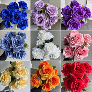พร้อมส่ง กุหลาบผ้า ผ้าดี งานสั่งผลิตของร้าน มี18สี รุ่นอะเดล7ดอก กุหลาบขนาดกลาง กุหลาบผ้า ดอกไม้ปลอม ดอกไม้ประดิษฐ์
