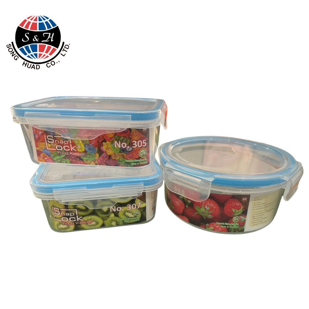 [ขายยกแพ็ค/12ชิ้น] SN กล่องเอนกประสงค์ กล่องอาหารล็อก 4 ด้าน ซีลยาง กันลม กันชื้น PP Food grade