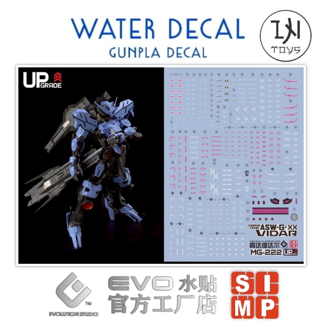 Gundam Decal / Water Decal MG 1/100 VIDAR GUNDAM ยี่ห้อ S.I.M.P. Model Decal / EVO : Evolution Monst