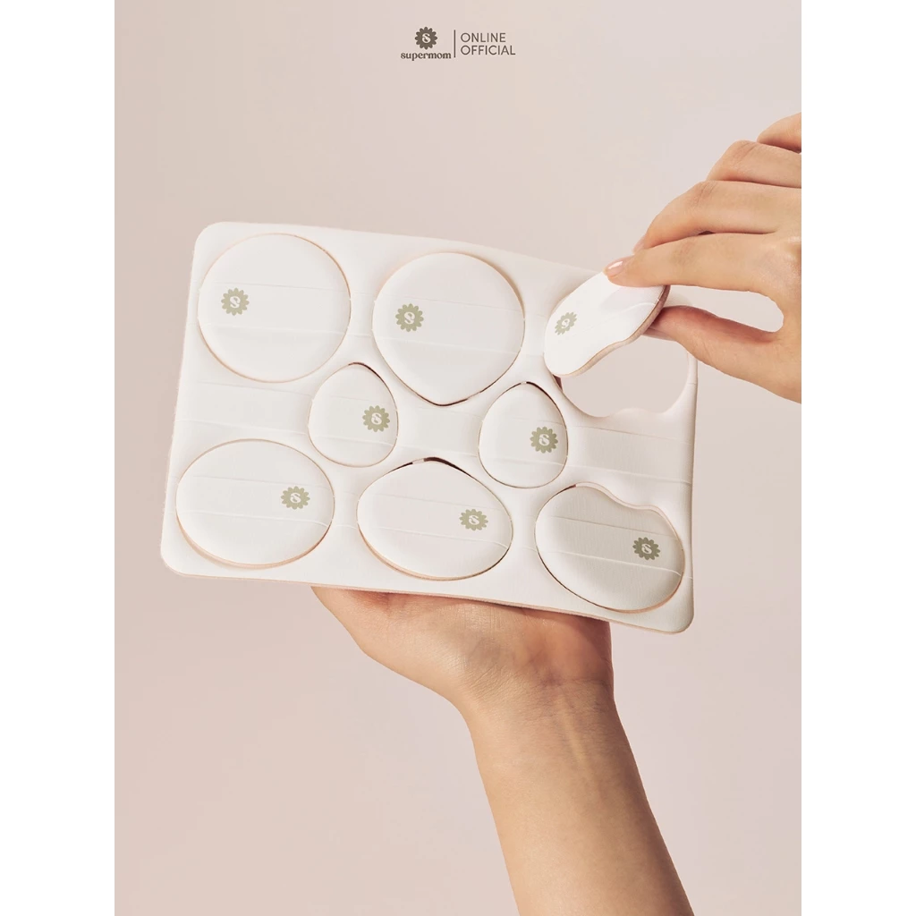 SUPERMOM l 135 Essential Puff Kit เซ็ตพัฟแป้งฝุ่น แป้งผสมรองพื้น แป้งอัดแข็ง แบบแกะใช้ จำนวน 8 ชิ้น(พัฟ8เซียน))
