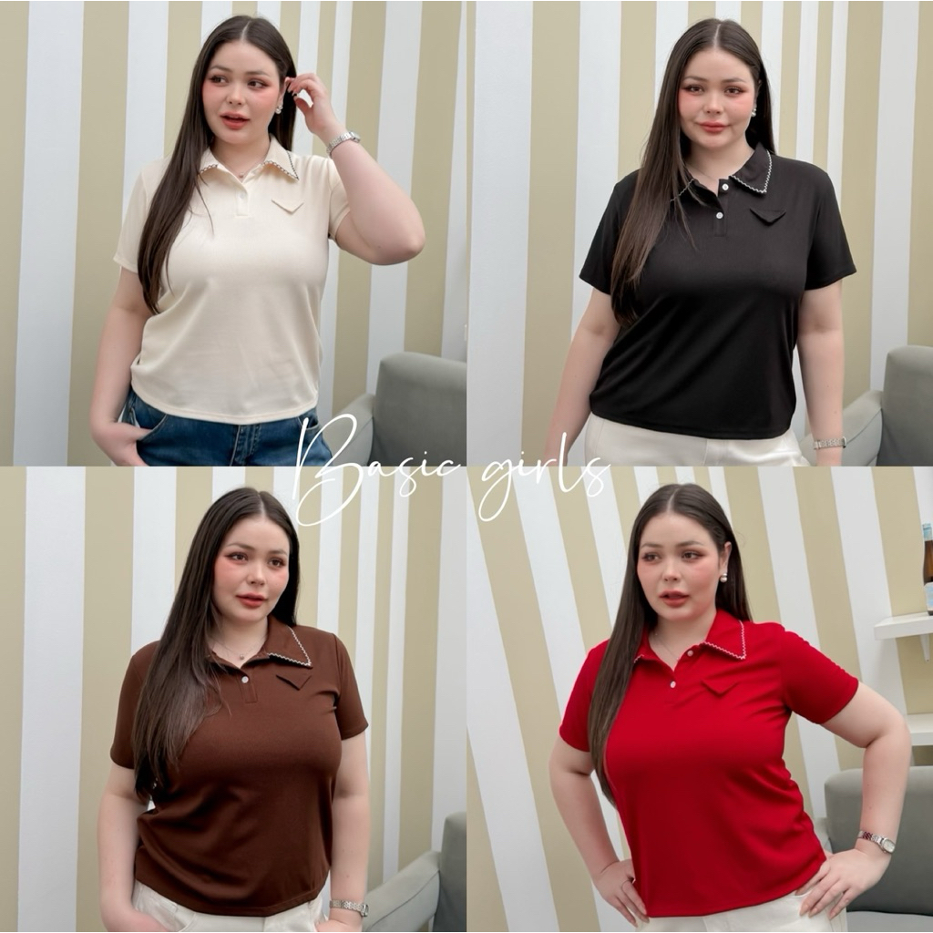 Lady M | Basic girls plussize เสื้อคอปกโปโลสำหรับสาวอวบ พลัสไซส์ ดีไซน์สวย เก๋ ใส่ลำลอง ทำงาน Everydaylook