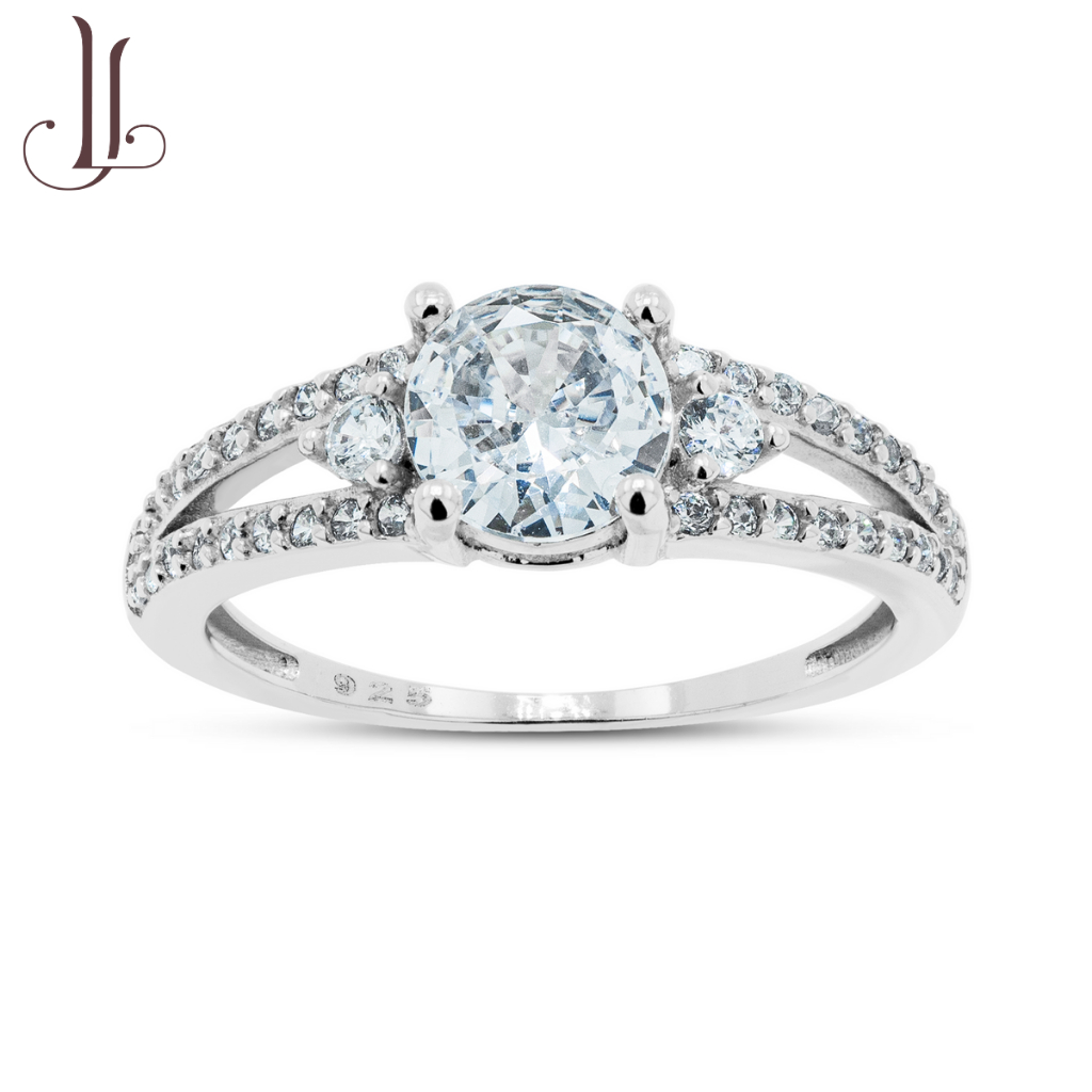 แหวนเงินแท้ 925 ฝังเพชรสวิส (CZ) LJR06 Lovejewelry