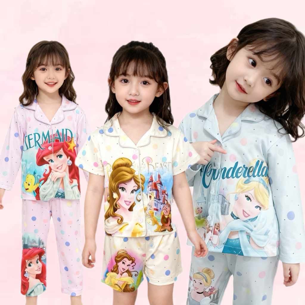 BB168 ชุดนอนลูกสาว ลายการ์ตูนน่ารัก เจ้าหญิง สดใส ขาสั้นขายาว ผ้านิ่ม นอนหลับสบาย