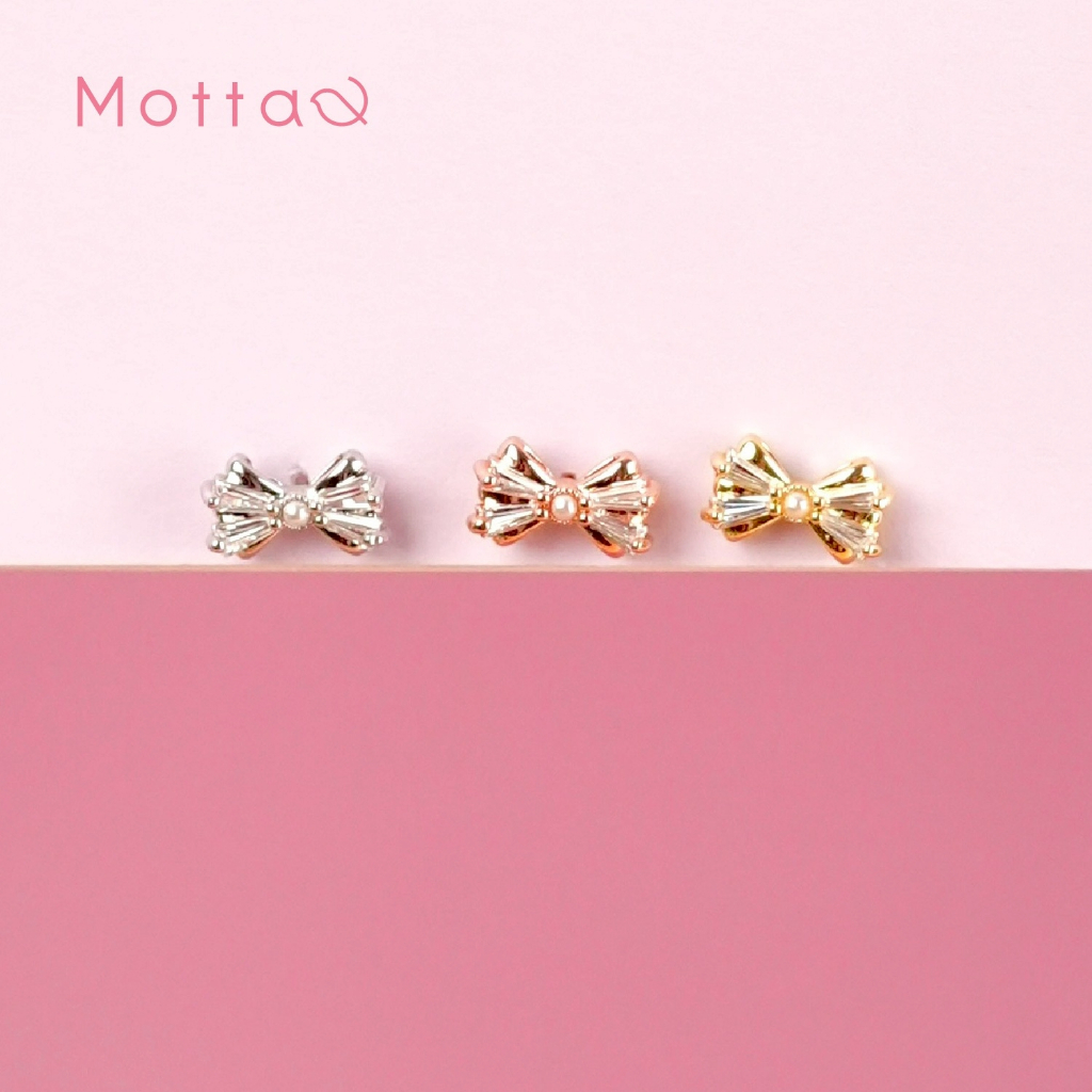 Motta Earring ต่างหูติดหูชุบทองคำขาว ต่างหูโบว์สุดน่ารัก ใส่แล้วหน้าละมุนมาก