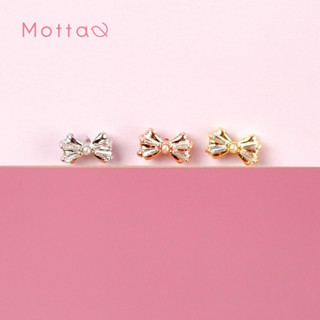 Motta Earring ต่างหูติดหูชุบทองคำขาว  ต่างหูโบว์สุดน่ารัก ใส…