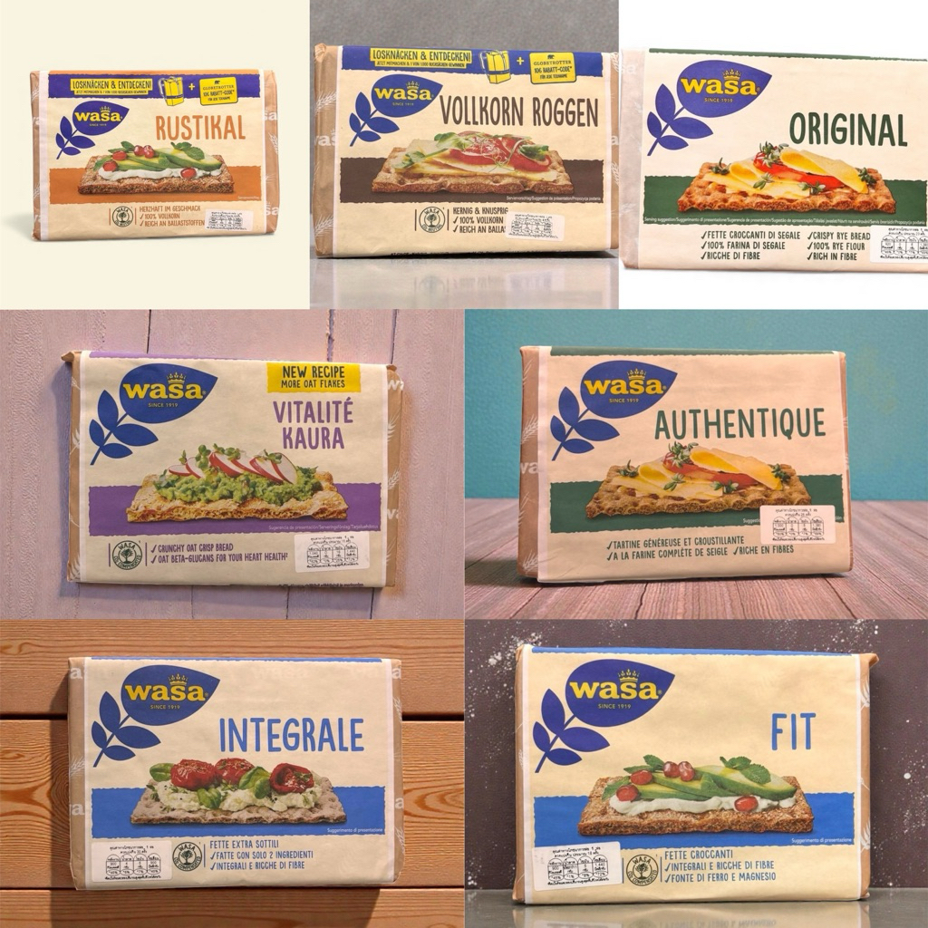 Wasa Wholegrain Rye Crisp Bread Rustikal 275 gขนมปังกรอบโฮลเกรนข้าวไรน์