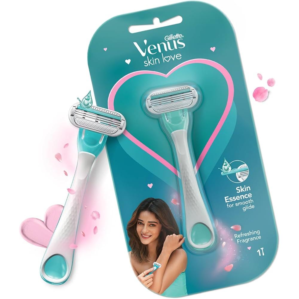 Gillette Venus Skin Love Razors with Skin Essence - Blue & White - Shaving and Hair Removal for Women 1RAZOR
