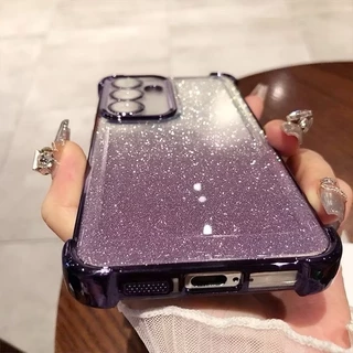 เคส 2in1 สำหรับ Realme Note80 Note60 60X C61 C63 ไล่โทนสีสวย กันกล้อง หรูหรา กากเพชร มุมกันกระแทก ฟรุ้งฟริ้ง EE