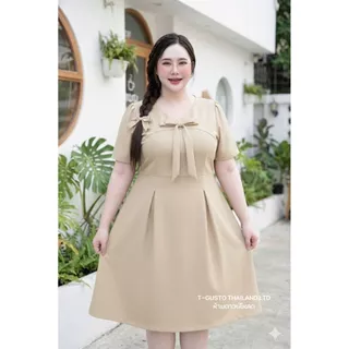 E13-H22เดรสสั้นแต่งโบว์-เรียบร้อยหรูหรางานสาวอวบพลัสไซส์🤩รวมไซส์ มี2ขนาด M อก38-40" L เอว 40-54" ยาว 26"