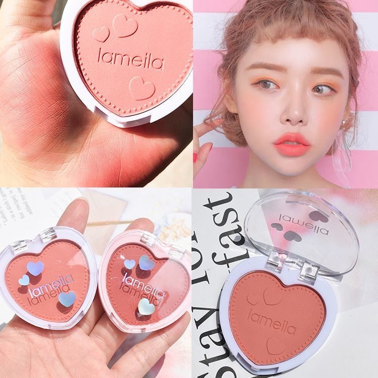 E.90 Lameila ลาเมล่าบลัชออนหัวใจ บลัชออนโทนส้ม ส้มพีช เนื้อดี สีสวย ติดทน Soft Blusher E.90