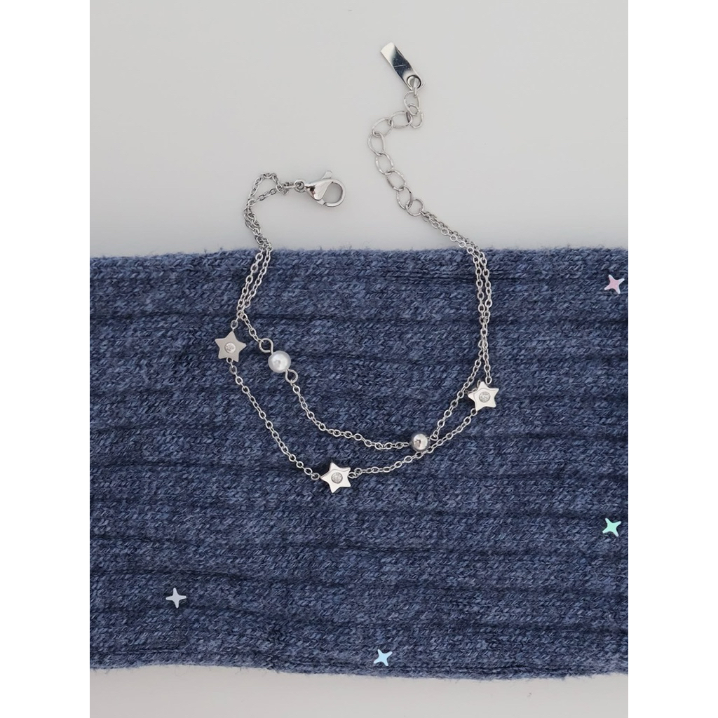 A.piece กำไล Stardust petite collection (waterproof) : [stainless steel] Stardust twin chain bracelet