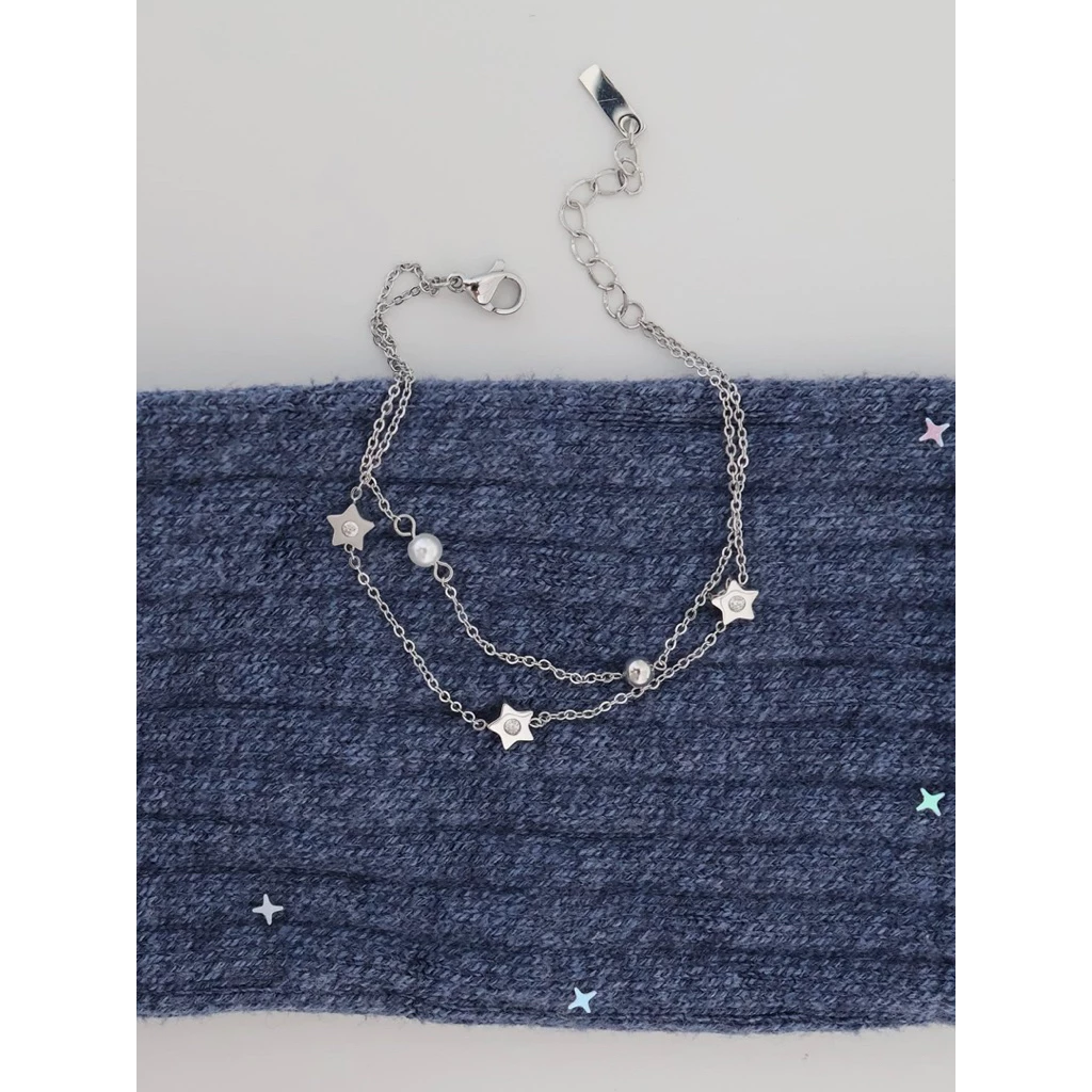 A.piece กำไล Stardust petite collection (waterproof) : [stainless steel] Stardust twin chain bracelet