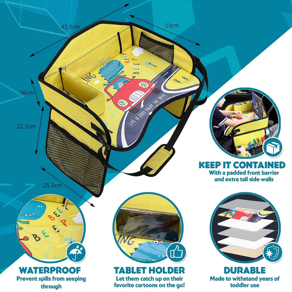 ⚡ประเทศไทย 24 ชั่วโมง⚡ถาดรองคาร์ซีท พับเก็บได้ ถาดเด็กรถ มัลติฟังก์ชัน ถาดวางเครื่องดื่ม กันน้ํา ถาดรองคาร์ซีท - รูปที่ 4