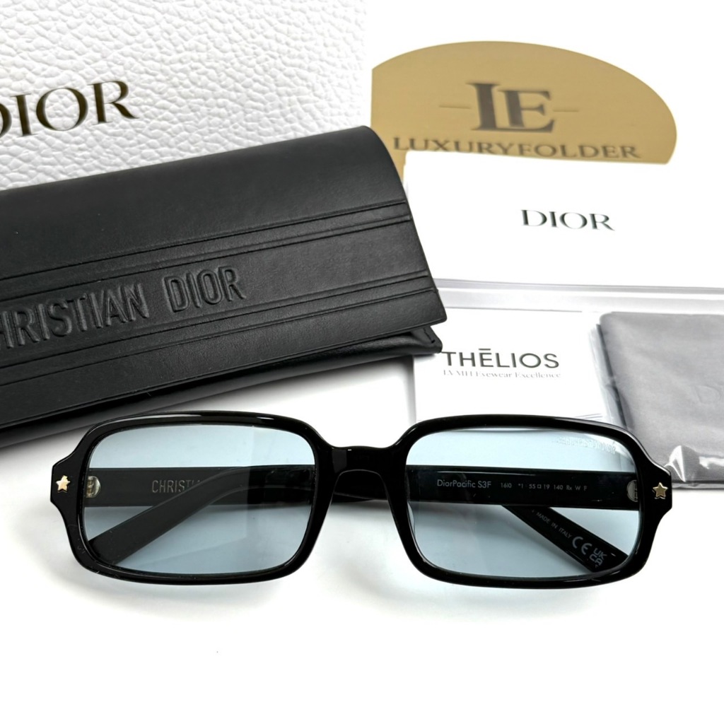 แว่นกันแดด Dior Pacific Rectangular Sunglasse รุ่น S3I 16I0 กรอบเหลี่ยม สี ฺBlack ของแท้ 100%