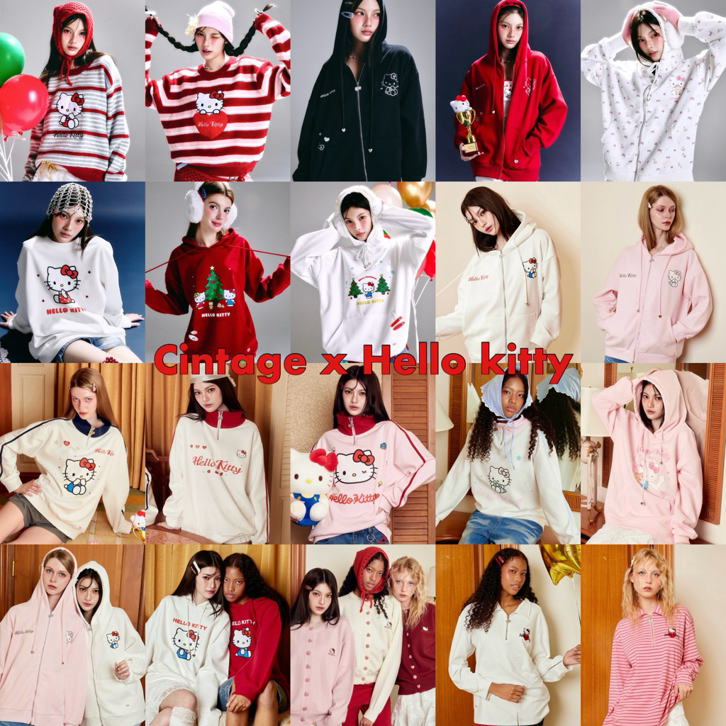 Cintage♡ CT2154 Cintage x Hello kitty - zipper hoodie downtown cardigan polo 🧶
