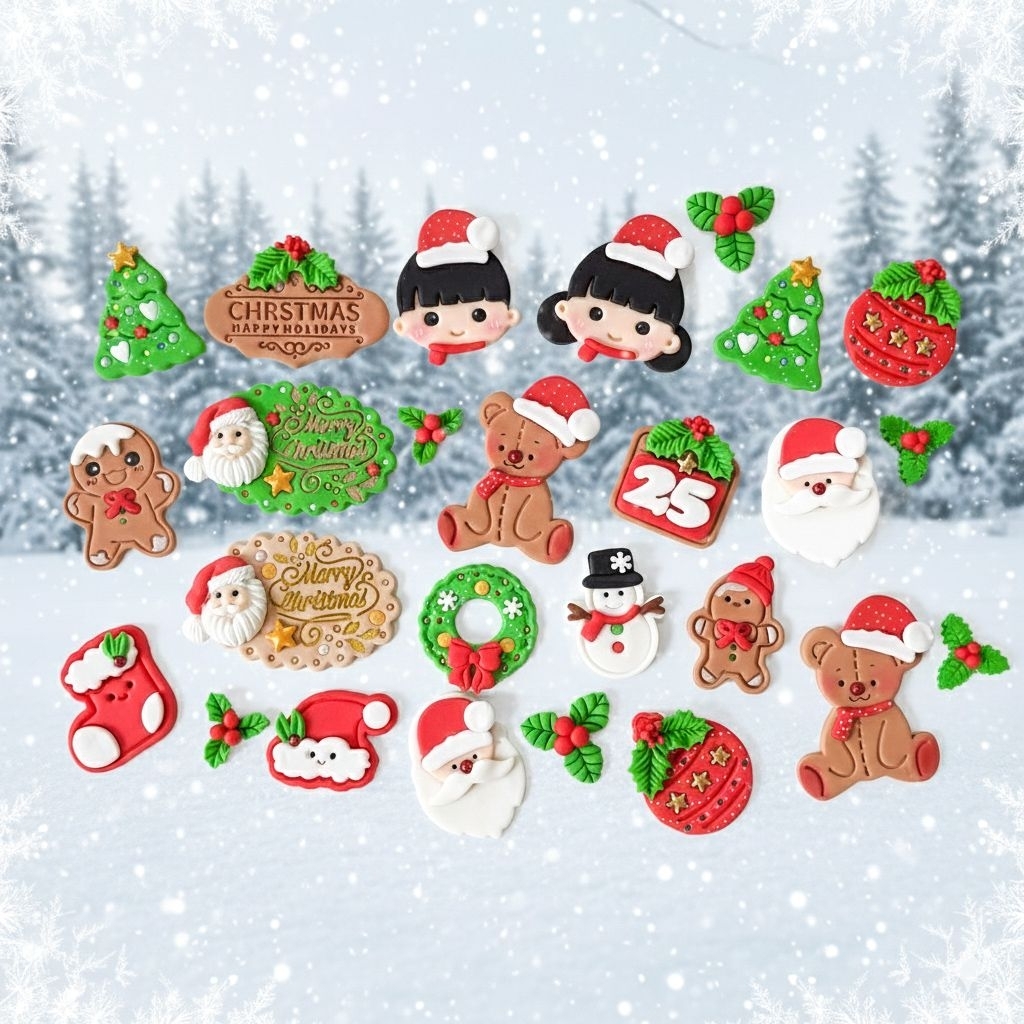 (พร้อมส่ง) ตุ๊กตาน้ำตาล แต่งเค้ก กัมเพส คริสต์มาส (แพ็ค3ชิ้น)