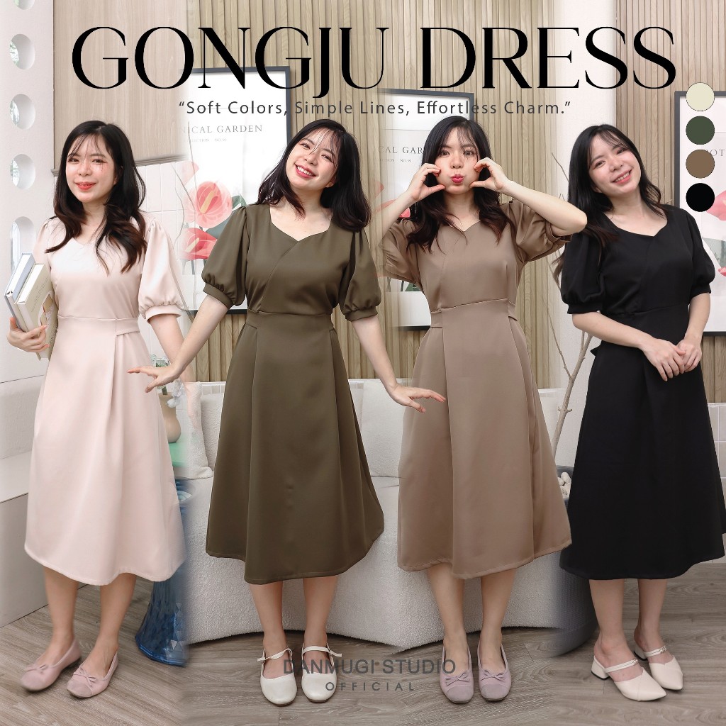 🔥พร้อมส่ง1-2วันถึง🔥 GONGJU DRESS เดรสยาวคอเหลี่ยมแฟชั่นสไตล์เกาหลีมินิมอลน่ารัก
