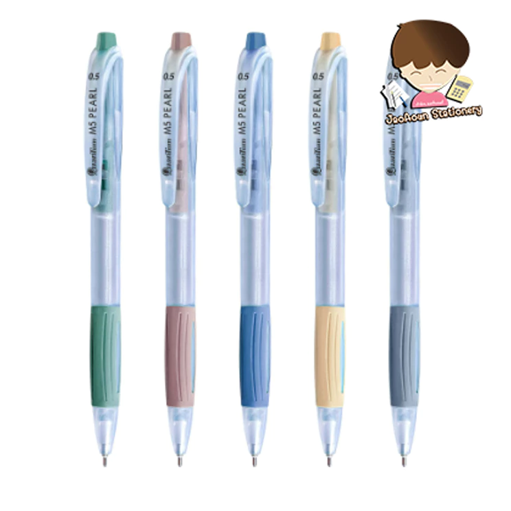 ปากกาลูกลื่น 0.5 มม. Quantum ควอนตั้ม M5 PEARL . คละสี หมึกสีน้ำเงิน ( 50 ด้าม / กระปุก )