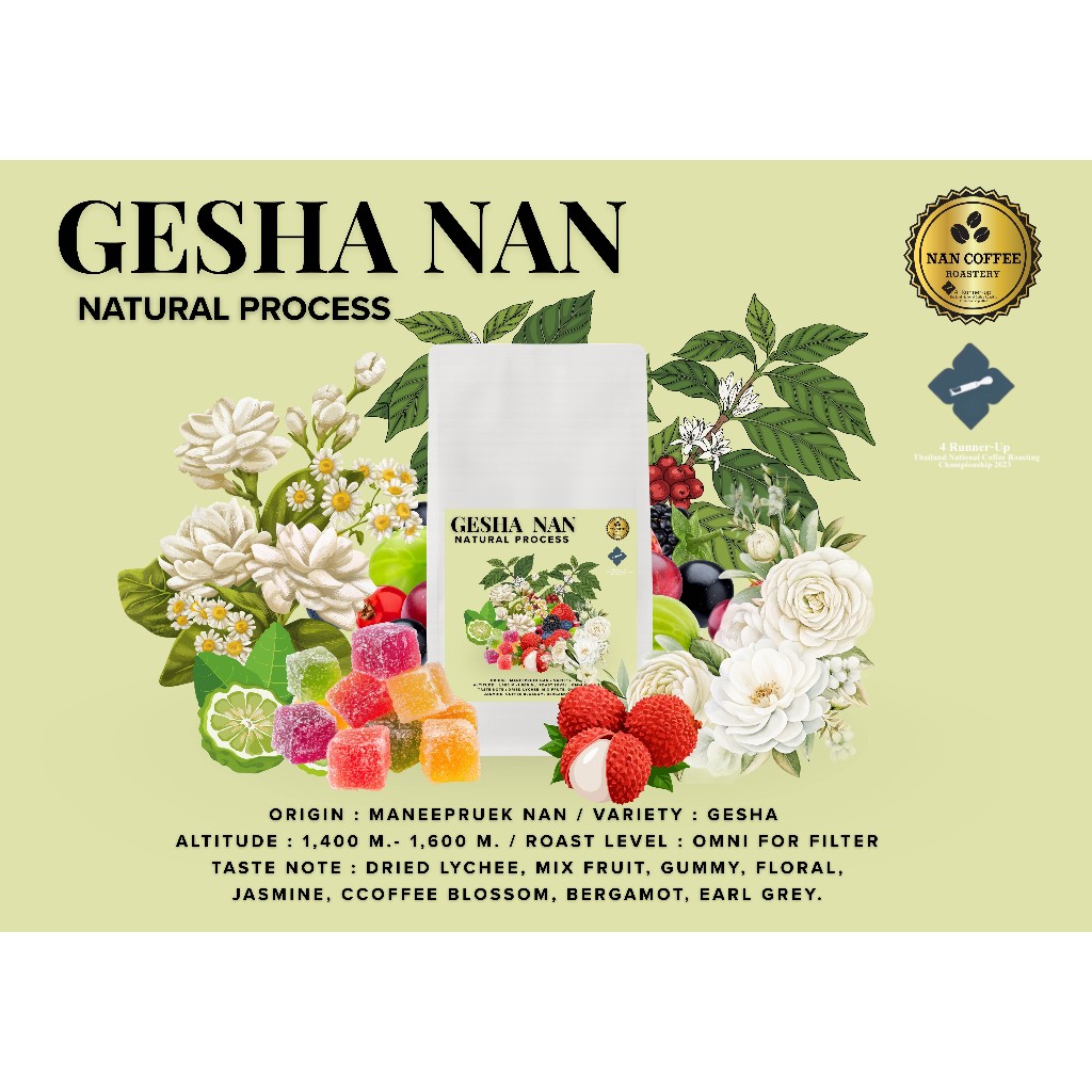 Nan Coffee Roastery กาแฟพิเศษน่านบ้านมณีพฤกษ์ Gesha Natural  Loatou Farm Winner Farm Scath 2025