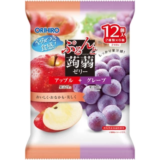 Orihiro Jelly Apple&Grape 12 ชิ้น โอริฮิโระ เจลลี่แอปเปิ้ลและองุ่น 240g. หมดอายุ(31/08/69)
