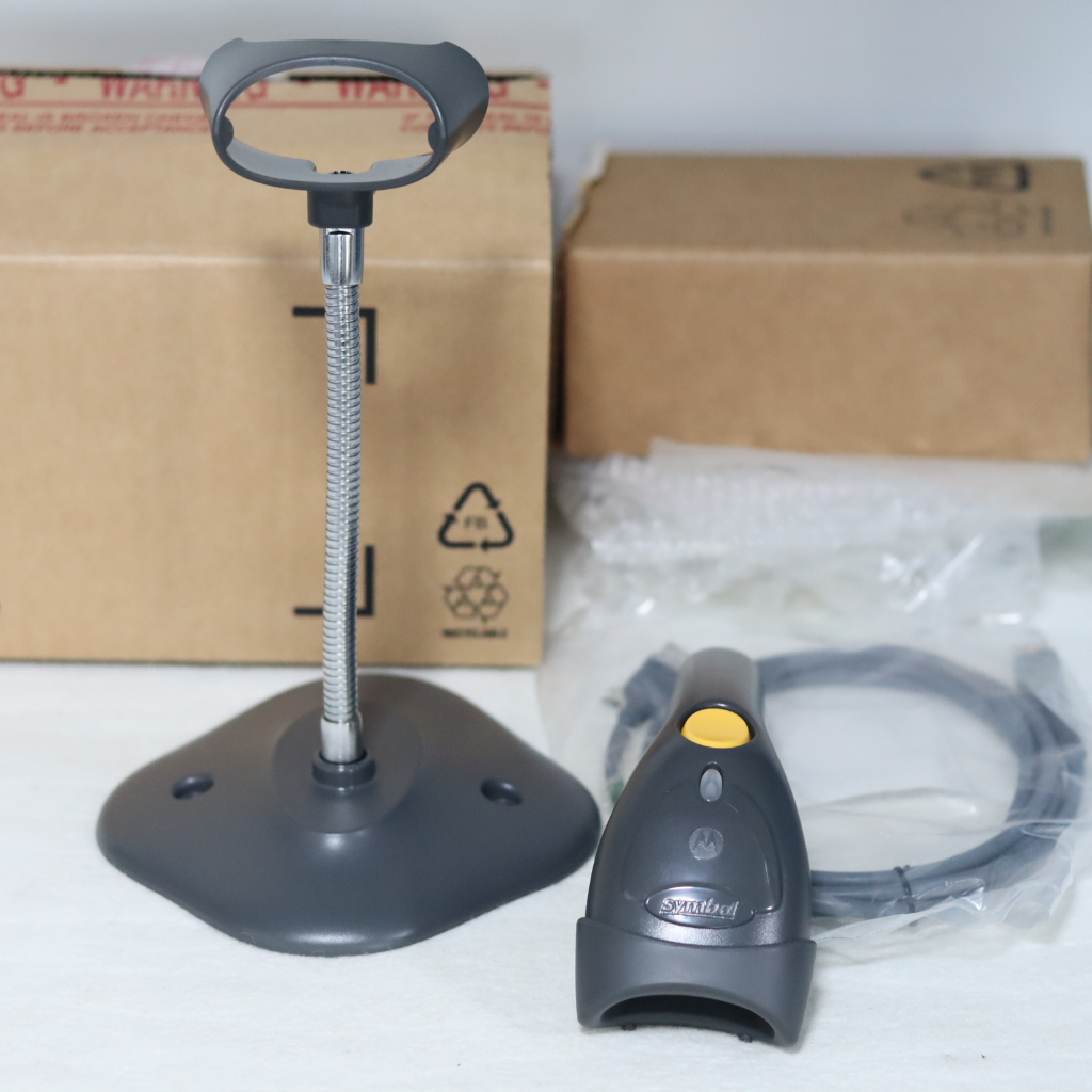 เครื่องอ่านบาร์โค้ด Symbol LS1203 Barcode Scanner USB อ่าน 1D Barcode พร้อมขาตั้ง สินค้าใหม่เก็บไว้ย