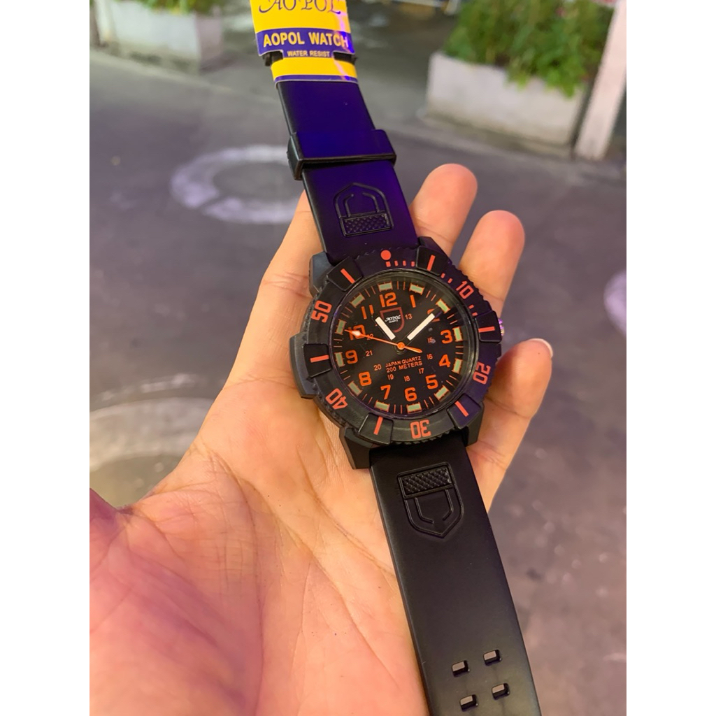 นาฬิกาสายยางชาย AOPOL รุ่นขายดี มี หน้าปัด 2สี