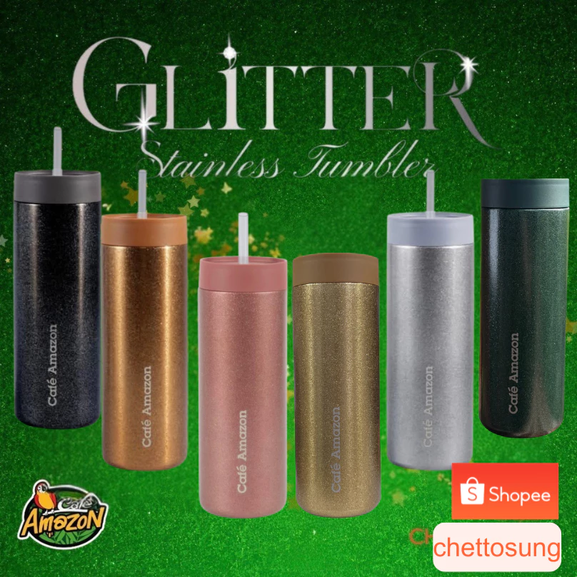 แก้วสแตนเลสคาเฟ่อเมซอน ขนาด 22 ออนซ์ รุ่น Glitter stainless tumbler