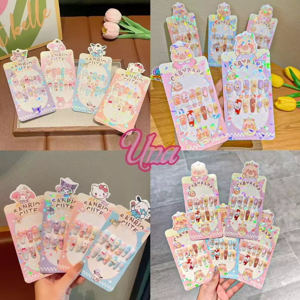 Una Gift Shop(A1743)❣พร้อมส่ง❣ชุดติดเล็บปลอมเด็กมีลายการ์ตูนให้เลือกสำหรับเด็กไตล์สาวหวานของbaby so cute