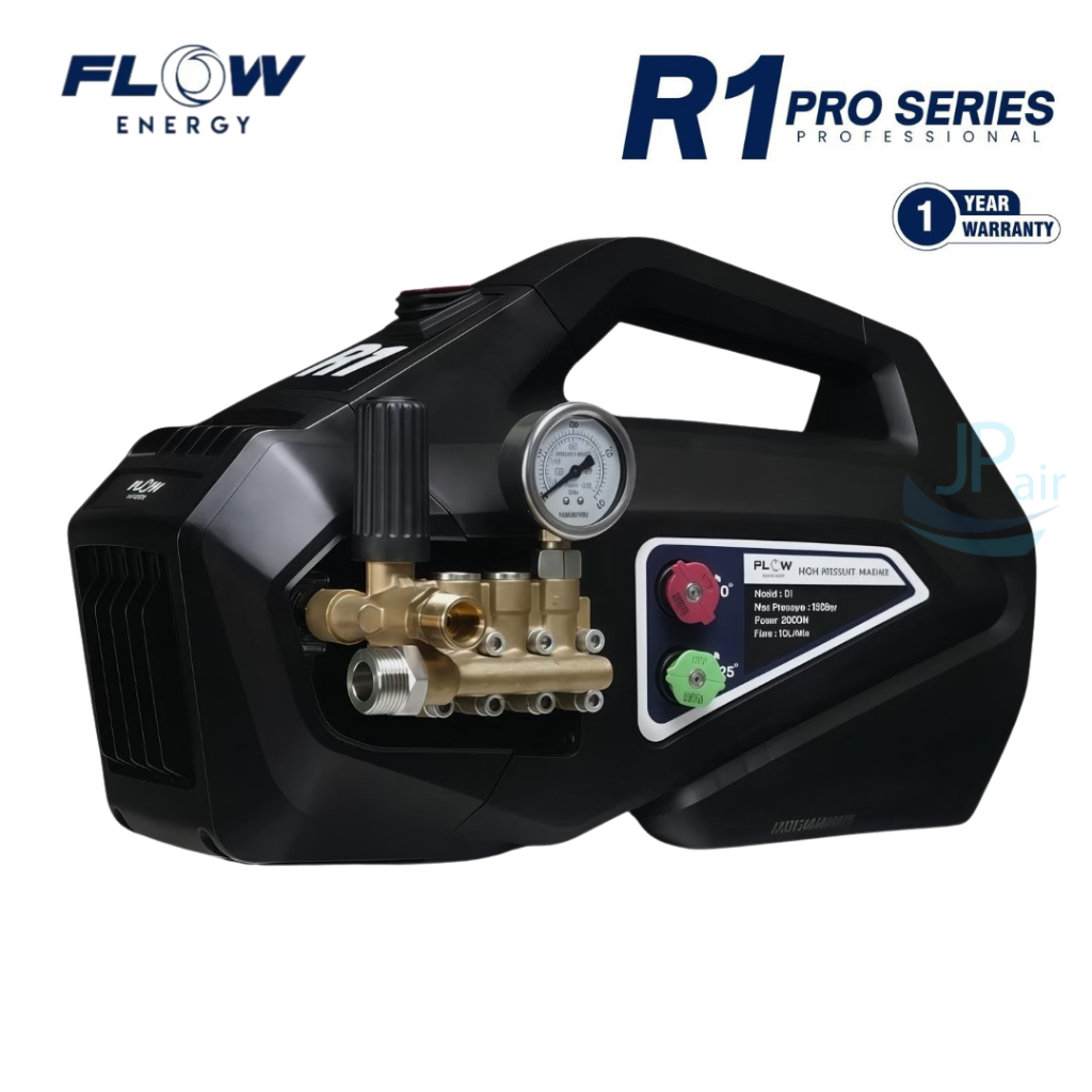 FLOW ENERGY R1 Pro Series เครื่องฉีดน้ำแรงดันสูง 30-150 บาร์ โฟลเรท 10 ลิตร/นาที ระบบ Crankshaft น้ำ