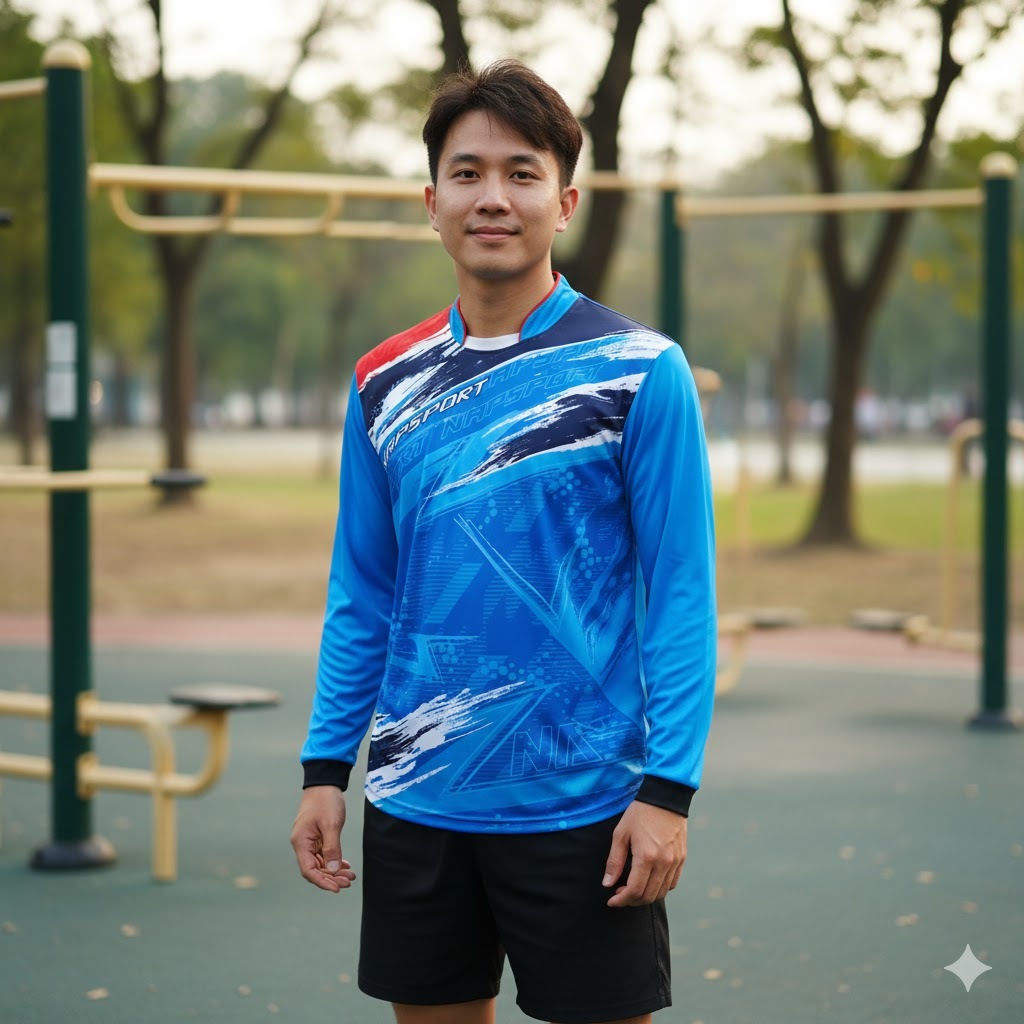 NAP19 เสื้อกีฬาแขนยาว ผ้าไมโคร ไซส์ S-XXL made in Thailand - รูปที่ 6