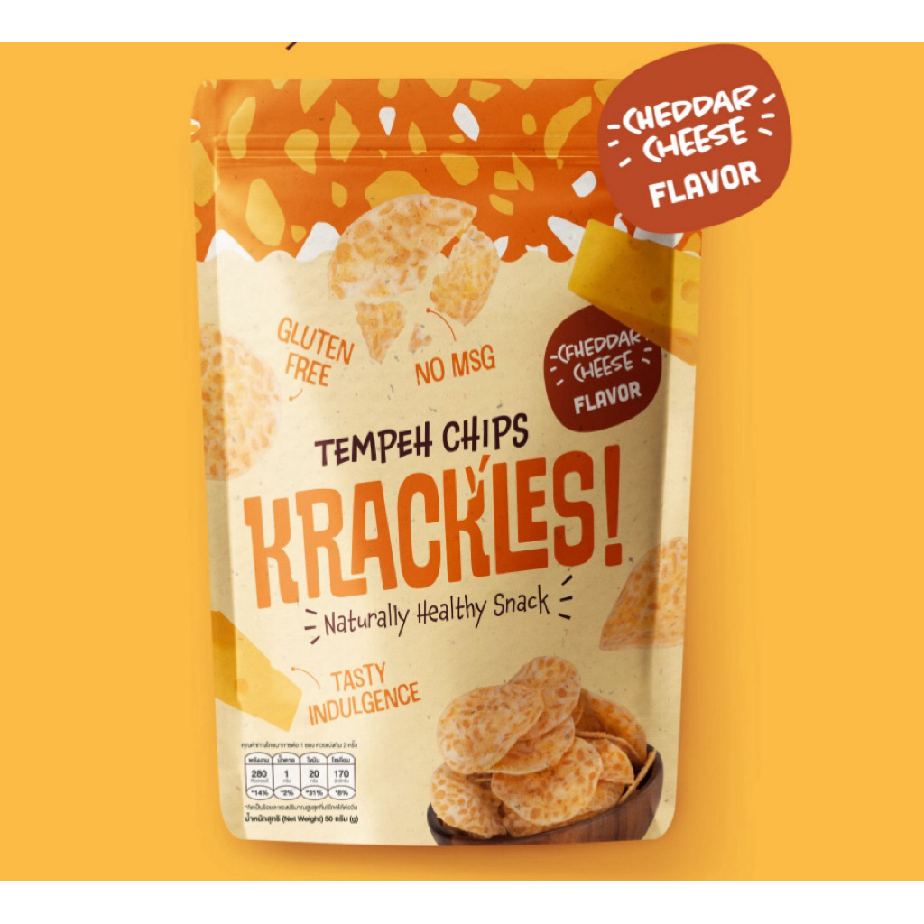 Krackles Tempeh Chips Nori Seaweed/Cheddar Cheese/Chili Pepper 50g แครเคิลส์ เทมเป้รสโนริสาหร่าย ชีส
